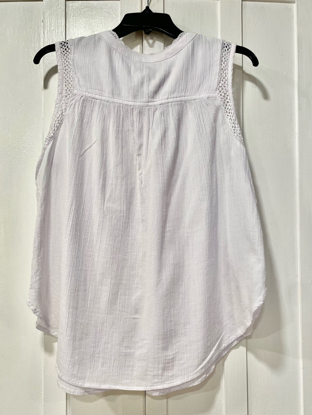 LOFT White 100% Cotton Sleeveless Button Front Top Summer Boho Cottagecore Sz S - Picture 6 of 7